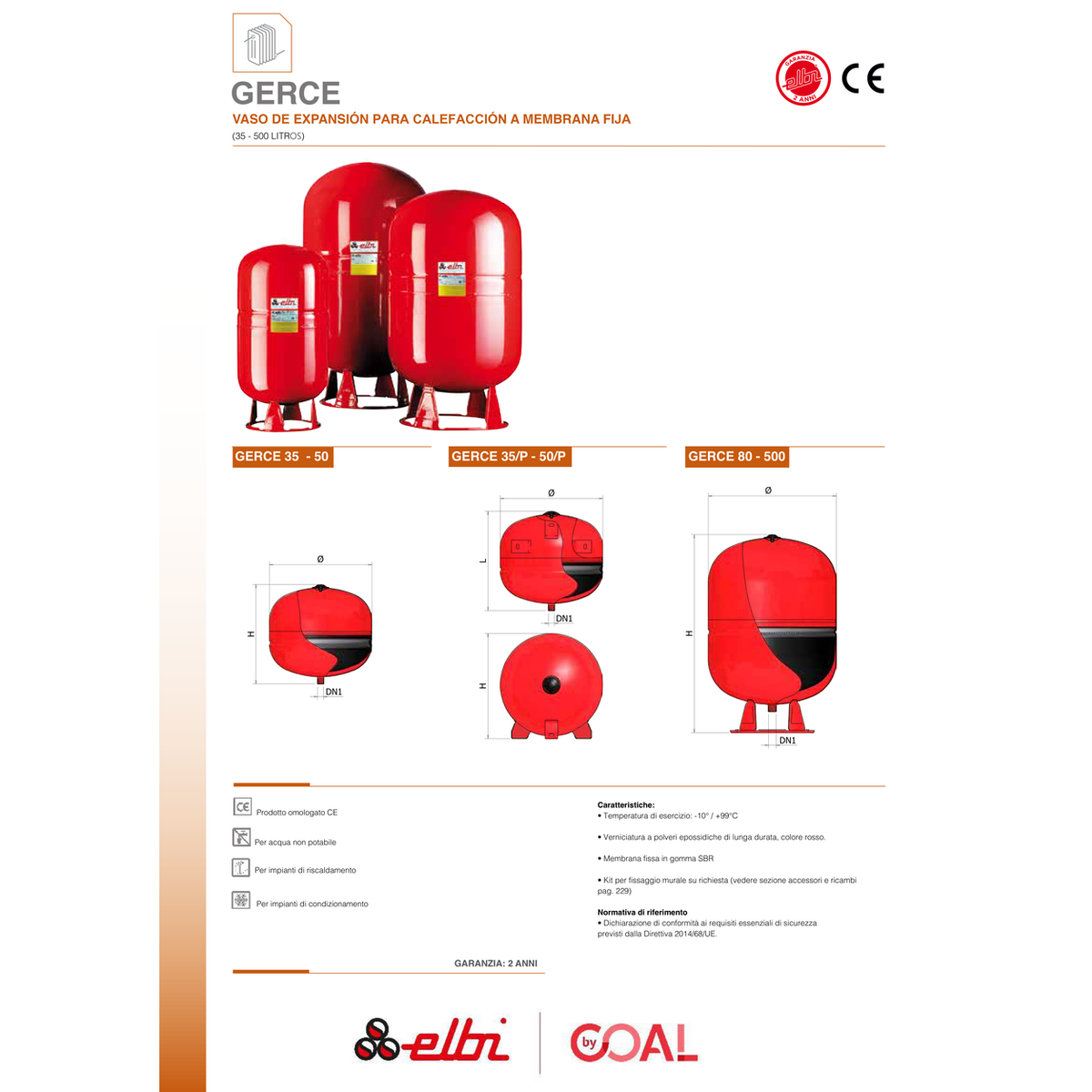 VASO EXPANSIÓN CALEFACCIÓN ELBI SERIE GERCE