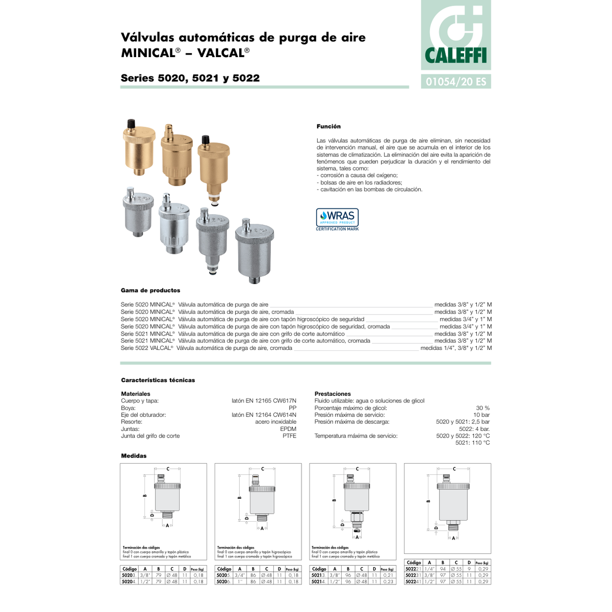 PURGADOR AUTOMÁTICO MINICAL CALEFFI LATÓN/CROMADO SERIE 5020