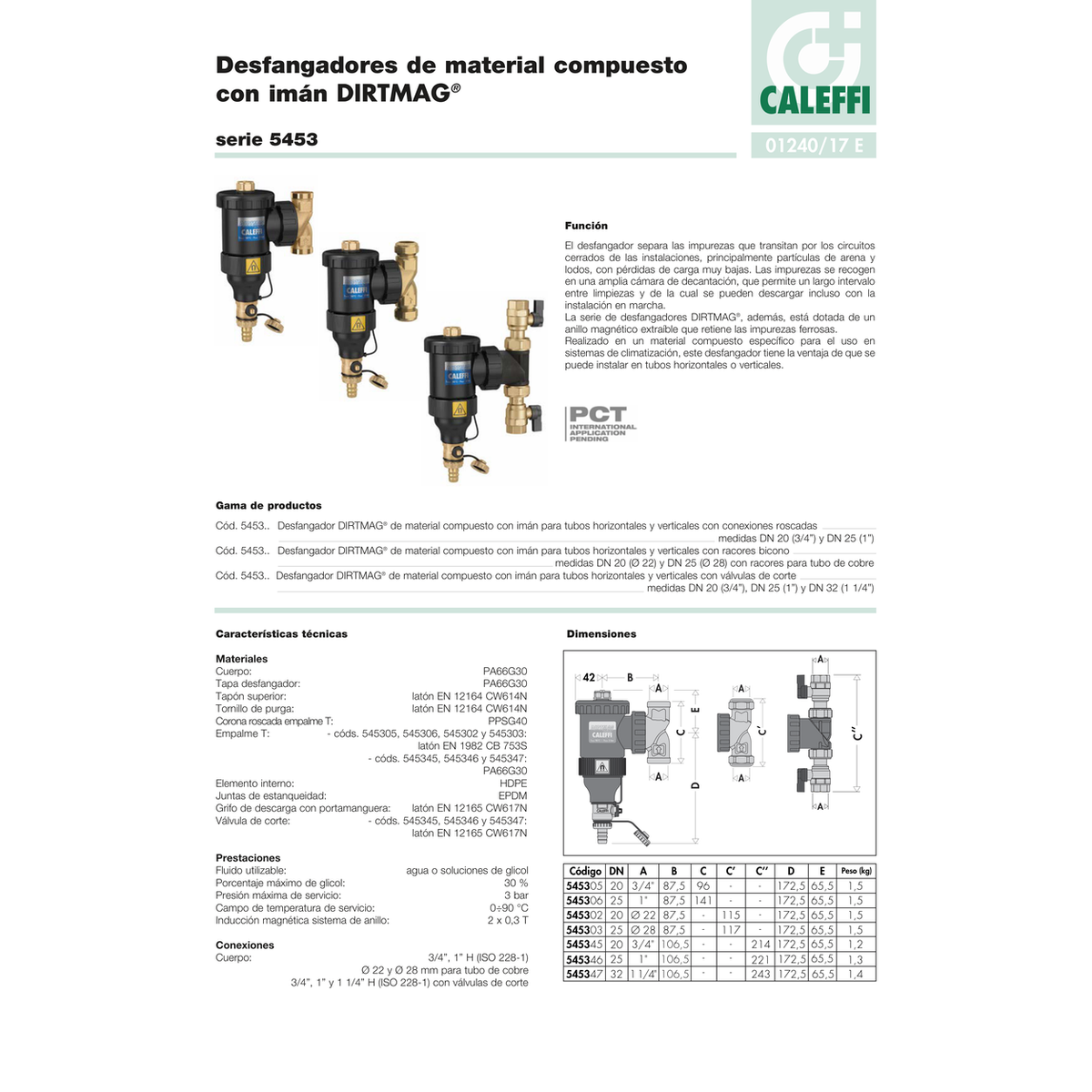 DESFANGADOR DIRTMAG CALEFFI TECNOPOLIMERO CON LLAVES DE CORTE SERIE 5453