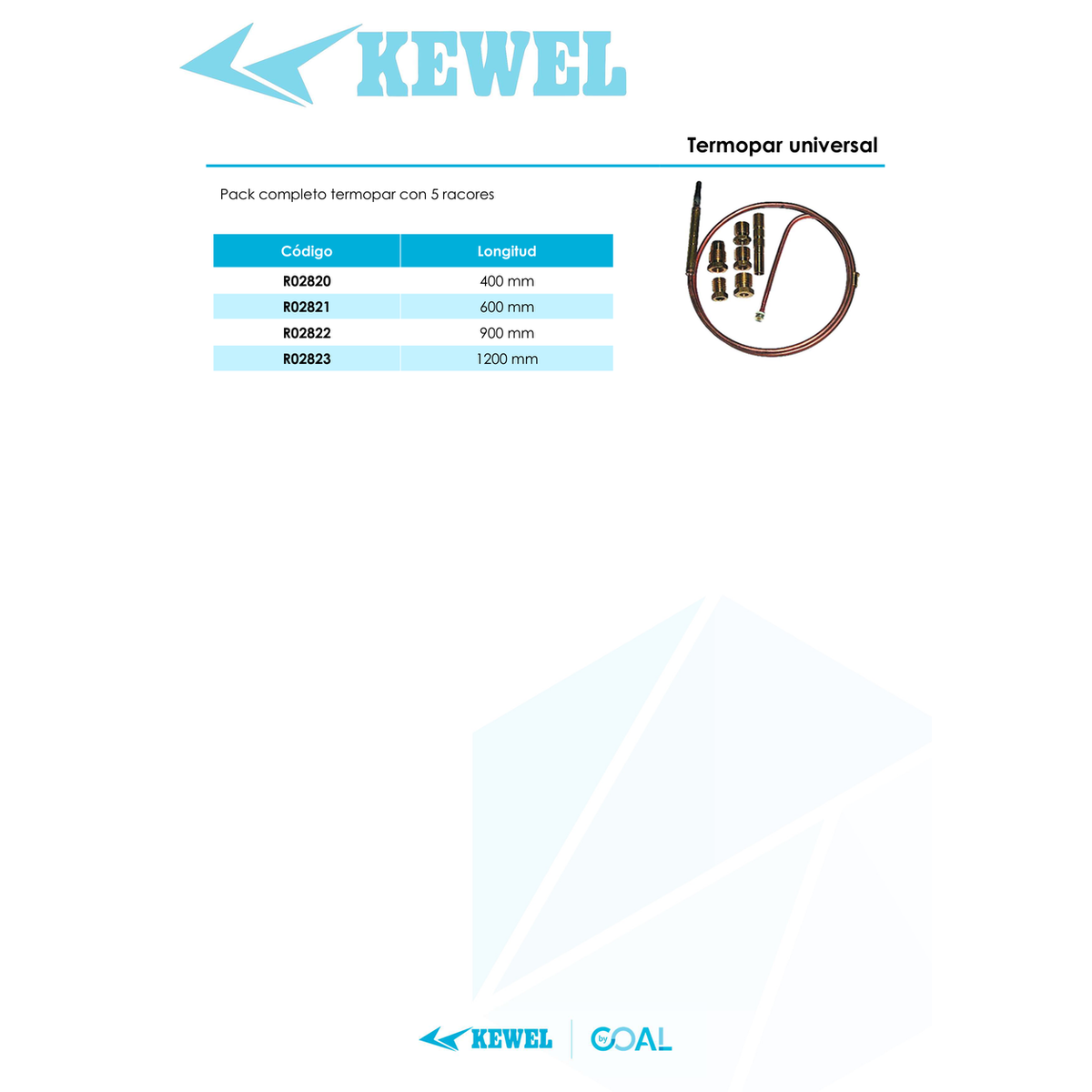 TERMOPAR UNIVERSAL KEWEL 5 RACORES SERIE R028